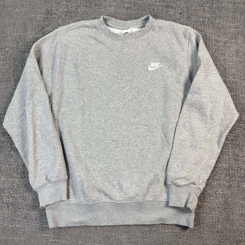 Nike Sportswear Club Fleece Crewneck Sweatshirt Mens Medium Grey Logo